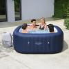 imageBestway SaluSpa Hawaii AirJet 4 to 6 Person Inflatable Hot Tub Square Portable Outdoor Spa with 140 AirJets and EnergySense Energy Saving Cover Blue