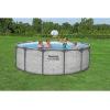 imageBestway Steel Pro MAX 14 Foot x 48 Inch Round Metal Frame Above Ground Outdoor Swimming Pool Set with 1000 Filter Pump Ladder and Cover Gray14 x 48  Stone Print