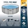imageBestway Steel Pro MAX 14 Foot x 48 Inch Round Metal Frame Above Ground Outdoor Swimming Pool Set with 1000 Filter Pump Ladder and Cover Gray14 x 48  Stone Print
