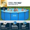 imageBestway Steel Pro MAX 14 Foot x 48 Inch Round Metal Frame Above Ground Outdoor Swimming Pool Set with 1000 Filter Pump Ladder and Cover Gray15 x 48  Blue