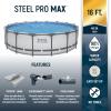 imageBestway Steel Pro MAX 14 Foot x 48 Inch Round Metal Frame Above Ground Outdoor Swimming Pool Set with 1000 Filter Pump Ladder and Cover Gray16 x 48  Gray