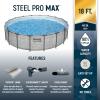 imageBestway Steel Pro MAX 14 Foot x 48 Inch Round Metal Frame Above Ground Outdoor Swimming Pool Set with 1000 Filter Pump Ladder and Cover Gray18 x 48  Stone Print