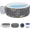 imageBestway SaluSpa Aruba AirJet Large Round 2 to 3 Person Inflatable Hot Tub Portable Outdoor Spa with 110 AirJets and EnergySense Cover GreyAruba