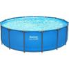imageBestway Steel Pro MAX 14 Foot x 48 Inch Round Metal Frame Above Ground Outdoor Swimming Pool Set with 1000 Filter Pump Ladder and Cover Gray15 x 48  Blue