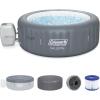 imageColeman Palm Springs EnergySense AirJet Inflatable Hot Tub Spa 77quot x 28quot  Portable Hot Tub with 2 Covers 1 EnergyEfficient Thermal Cover and 1 Standard Cover  Fits Up to 46 Persons  Green6 Capacity Energy Efficient Grey