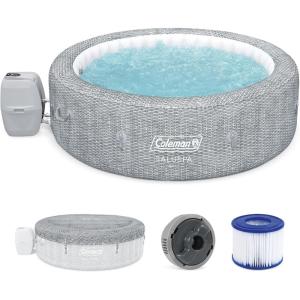 imageBestway Coleman Sicily AirJet Large Round 5 to 7 Person Inflatable Hot Tub Portable Outdoor Spa with 180 AirJets and EnergySense Cover GreySicily Standard