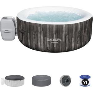 imageBestway SaluSpa Fiji AirJet Large Round 2 to 4 Person Inflatable Hot Tub Portable Outdoor Spa with 120 AirJets and EnergySense Cover GreyBahamas
