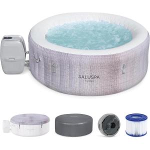imageBestway SaluSpa Fiji AirJet Large Round 2 to 4 Person Inflatable Hot Tub Portable Outdoor Spa with 120 AirJets and EnergySense Cover GreyCancun