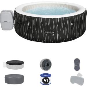 imageBestway SaluSpa Hollywood EnergySense Luxe AirJet Round Inflatable 4 to 6 Adult Hot Tub with Heater Filter 2 Covers and 140 AirJet System