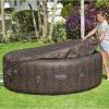 imageBestway SaluSpa St Moritz AirJet 5 to 7 Person Inflatable Hot Tub Round Portable Outdoor Spa with 180 AirJets and EnergySense Energy Saving CoverBrown