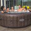 imageBestway SaluSpa St Moritz AirJet 5 to 7 Person Inflatable Hot Tub Round Portable Outdoor Spa with 180 AirJets and EnergySense Energy Saving CoverBrown