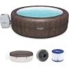 imageBestway SaluSpa St Moritz AirJet 5 to 7 Person Inflatable Hot Tub Round Portable Outdoor Spa with 180 AirJets and EnergySense Energy Saving CoverBrown