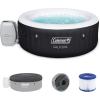 imageColeman Ponderosa AirJet 2 to 4 Person Inflatable Hot Tub Round Portable Outdoor Spa w 120 AirJets ampamp EnergySense Energy Saving Cover OrangeBlack