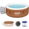 imageColeman Ponderosa AirJet 2 to 4 Person Inflatable Hot Tub Round Portable Outdoor Spa w 120 AirJets ampamp EnergySense Energy Saving Cover OrangeOrange