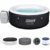 imageColeman Ponderosa AirJet 2 to 4 Person Inflatable Hot Tub Round Portable Outdoor Spa w 120 AirJets ampamp EnergySense Energy Saving Cover OrangeBlack