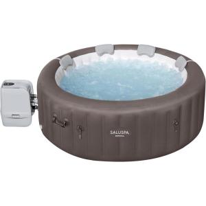 imageBestway SaluSpa San Diego UltraFit EnergySense Inflatable Hot Tub Spa 77quot x 26quot  Portable Hot Tub with EnergyEfficient Cover and Builtin Pump  Fits Up to 46 Persons  Brown WoodDominica EnergySense