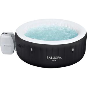imageBestway SaluSpa San Diego UltraFit EnergySense Inflatable Hot Tub Spa 77quot x 26quot  Portable Hot Tub with EnergyEfficient Cover and Builtin Pump  Fits Up to 46 Persons  Brown WoodMiami EnergySense