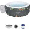 imageBestway SaluSpa Aruba AirJet Inflatable Hot Tub with 110 Soothing Jets Gray  Spa Seat 2 Pack  Headrest Pillows 2 Pack