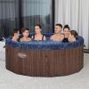 imageBestway SaluSpa Toronto Smart AirJet Plus Hot Tub with App Control 7 Person Capacity Pool Cover Spa Pump 5 Pillows and Repair Patch Brown