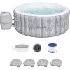 imageBestway SaluSpa Fiji AirJet Inflatable Hot Tub with 120 Soothing Jets and Set of 4Underwater NonSlip Pool and Spa Seat with Adjustable Legs Gray