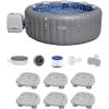 imageBestway SaluSpa Santorini HydroJet Inflatable Hot Tub with 180 Soothing Jets and 6 Pack of SaluSpa Non Slip Pool and Spa Seats