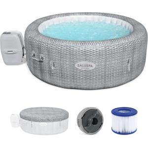 imageBestway 46 Person SaluSpa Honolulu AirJet Inflatable Hot Tub Spa 77quot x 28quot Round Portable Spa with 140 Soothing Jets and Insulated Cover