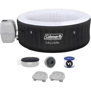 imageBestway Coleman Miami AirJet Inflatable Hot Tub with EnergySense Cover and 2Pack of SaluSpa Underwater NonSlip Spa Seat with Adjustable Legs