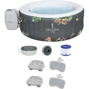 imageBestway SaluSpa Aruba AirJet Inflatable Hot Tub with 110 Soothing Jets Gray  Spa Seat 2 Pack  Headrest Pillows 2 Pack