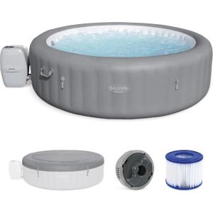 imageBestway SaluSpa Grenada AirJet 6 to 8 Person Inflatable Hot Tub Round Portable Outdoor Spa with 190 Soothing AirJets and Cover GrayStandard