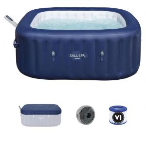 imageBestway SaluSpa Hawaii Smart AirJet Inflatable Hot Tub Round Portable 6 to 8 Person Spa with 190 AirJets App Control and EnergySense Cover GreyBlue