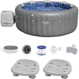 imageBestway SaluSpa Santorini HydroJet Inflatable Hot Tub with 180 Soothing Jets and 2 Pack of SaluSpa Non Slip Pool and Spa Seats