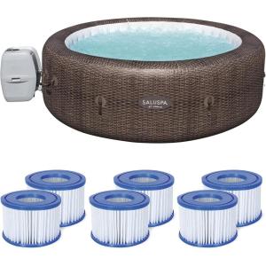 imageBestway SaluSpa St Moritz AirJet 6 Person Inflatable Portable Hot Tub and 6 Coleman SaluSpa Type VI Replacement Filter Cartridges