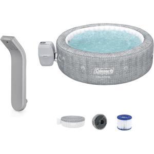 imageSaluSpa Battery Powered Color Changing LED Soothing Spa Waterfall Accessory with Sicily AirJet Inflatable Hot Tub with 180 Soothing Jets Gray