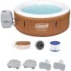 imageBestway Coleman Miami AirJet Inflatable Hot Tub with EnergySense Cover 2Pack SaluSpa Spa Seat and 2 Sets of SaluSpa Padded Headrest Pillows