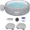 imageBestway Coleman Sicily AirJet Inflatable Round Hot Tub with EnergySense Cover ampamp 2 SaluSpa Underwater NonSlip Pool Spa Seat with Adjustable Legs Gray