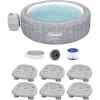 imageBestway Coleman Sicily AirJet Inflatable Round Hot Tub with EnergySense Cover ampamp 6 SaluSpa Underwater NonSlip Pool Spa Seat with Adjustable Legs Gray