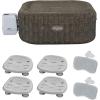imageBestway SaluSpa AirJet Inflatable Square Hot Tub with 140 Soothing Jets 4 Underwater NonSlip Seat ampamp 2 Padded Headrest Pillow