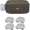 imageBestway SaluSpa AirJet Inflatable Square Hot Tub with Set of 4 Underwater Non Slip Pool and Spa Seat with Adjustable Legs Gray