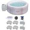 imageBestway SaluSpa Cancun AirJet Inflatable Hot Tub with Set of 2 SaluSpa Underwater Non Slip Pool and Spa Seat ampamp 2 Headrest Pillows