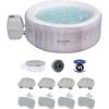 imageBestway SaluSpa Cancun AirJet Inflatable Hot Tub with Set of 4 SaluSpa Underwater Non Slip Pool and Spa Seat ampamp Set of 4 Headrest Pillow