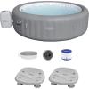 imageBestway SaluSpa Grenada AirJet Inflatable Hot Tub with Set of 2 Underwater Non Slip Pool and Spa Seat with Adjustable Legs Gray