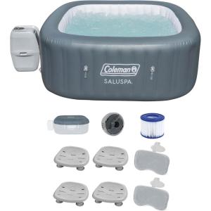imageBestway Coleman Hawaii AirJet Inflatable Hot Tub with EnergySense Cover Grey  Bestway SaluSpa Spa Seat  Bestway SaluSpa Pillows
