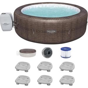 imageBestway SaluSpa St Moritz AirJet with Pump Air Filters and Massage System with Underwater Non Slip Pool with Adjustable Height Legs