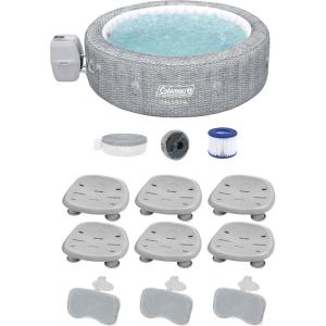 imageColeman SaluSpa Sicily 180 Soothing AirJet Inflatable Hot Tub with 6 Pack of Bestway SaluSpa Spa Seat and 3 Sets of SaluSpa Padded Headrest Pillows
