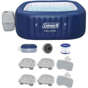 imageBestway Coleman Hawaii AirJet Inflatable Hot Tub with EnergySense Cover Blue  SaluSpa Spa Seats 4Pack  SaluSpa Pillows 2Pack