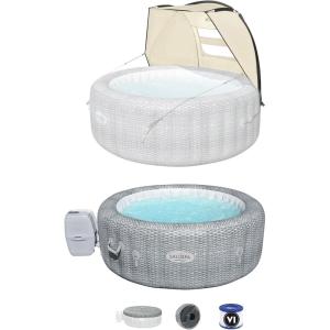 imageBestway SaluSpa Sun Shade Canopy Bundled with Aruba SaluSpa Inflatable Outdoor Hot Tub with 110 Soothing AirJets and Insulated CoverHonolulu