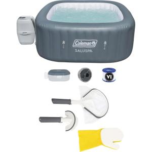 imageColeman SaluSpa 6 Person Inflatable Outdoor Hot Tub Spa and Bestway SaluSpa 3 Piece Cleaning Tool Set with Scrub Brush Mitt and Skimmer Net