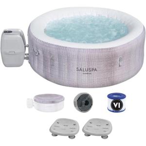 imageBestway SaluSpa Cancun AirJet Inflatable Hot Tub with 120 Soothing Jets  Bestway SaluSpa Underwater Non Slip Pool and Spa Seat with Adjustable Legs