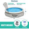 imageBestway Fast Set 12 x 30quot Round Inflatable Above Ground Swimming Pool Set Stacked Stone Exterior Outdoor Family Pool with Filter Pump Gray10ft X 26in