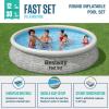 imageBestway Fast Set 12 x 30quot Round Inflatable Above Ground Swimming Pool Set Stacked Stone Exterior Outdoor Family Pool with Filter Pump Gray12ft x 30in